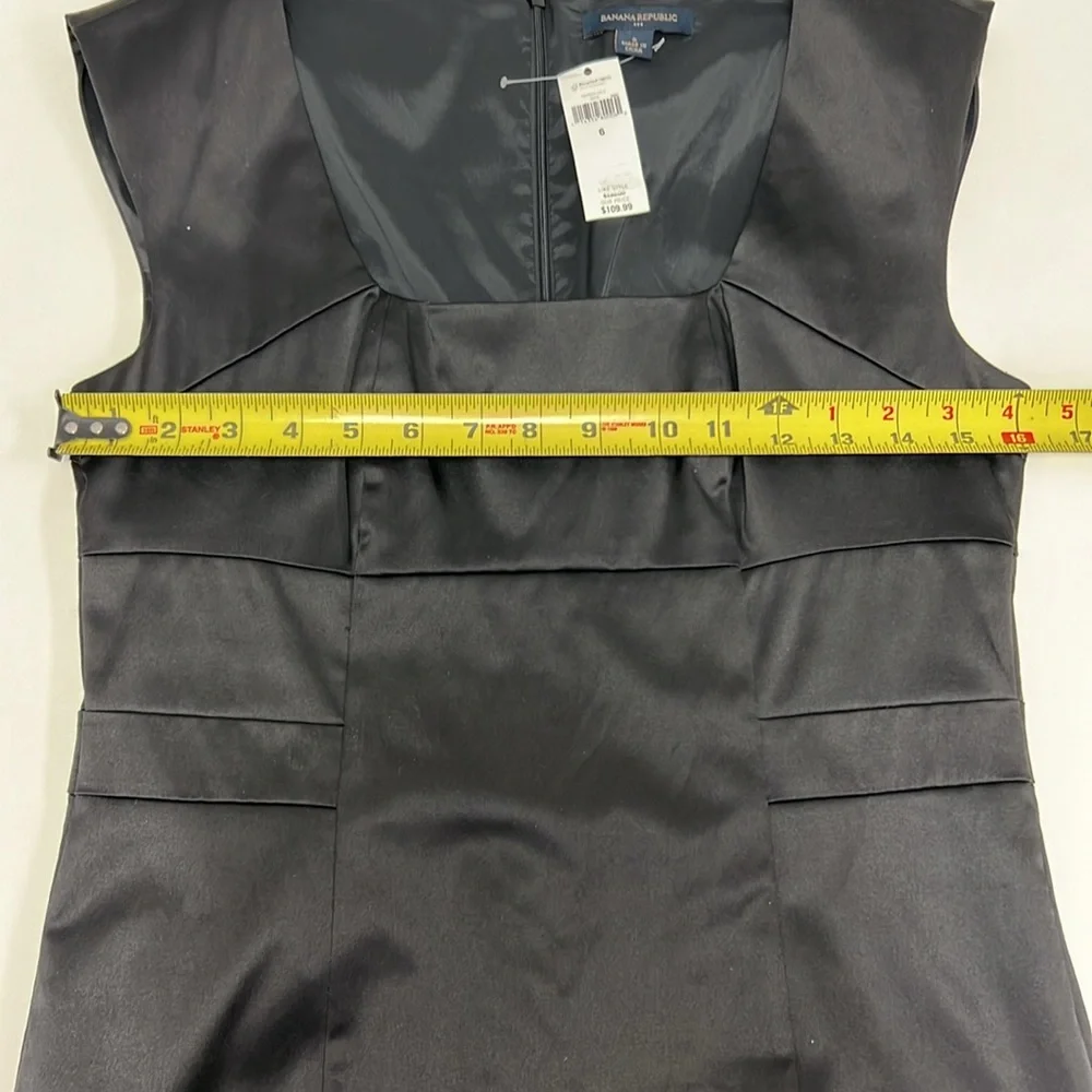 NWT Banana Republic Black Satin Cocktail Dress Size 6 - Picture 9 of 13